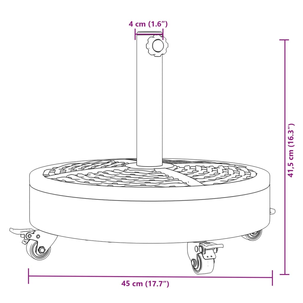 Skėčio nuo saulės pagrindas su ratukais 38/48mm stulpams, 27kg Skėčio nuo saulės pagrindas su ratukais 38/48mm stulpams, 27kg