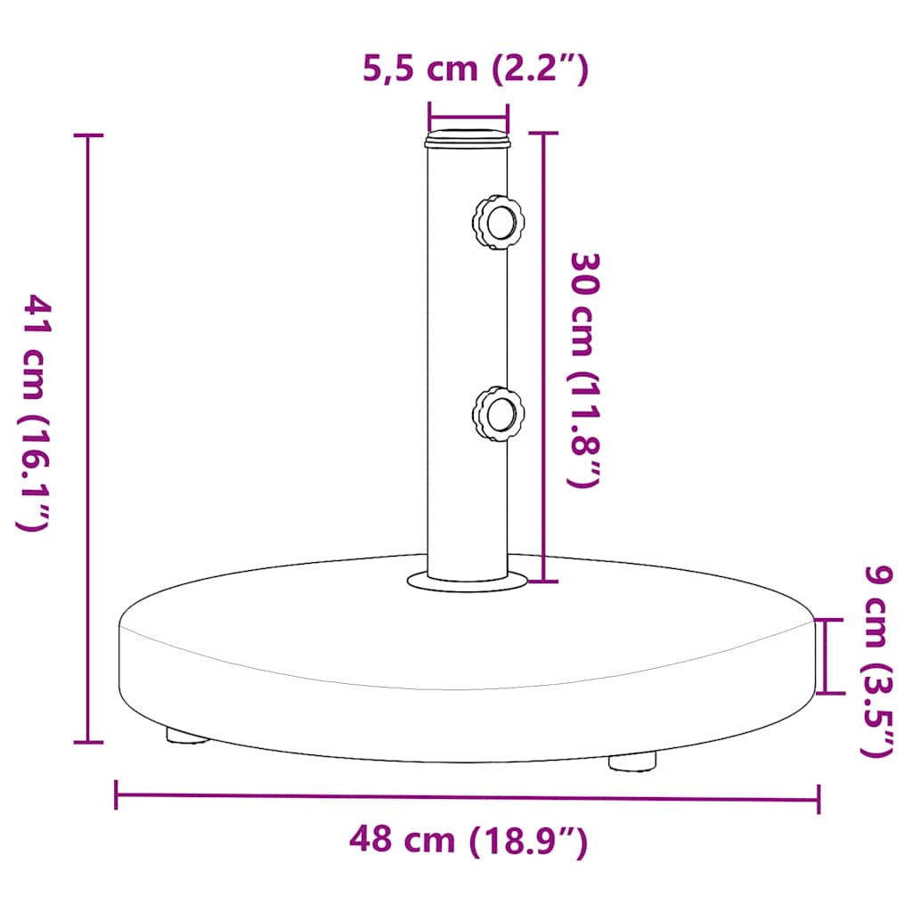 Skėčio nuo saulės pagrindas 32/38/48mm skersmens stulpams, 25kg Skėčio nuo saulės pagrindas 32/38/48mm skersmens stulpams, 25kg