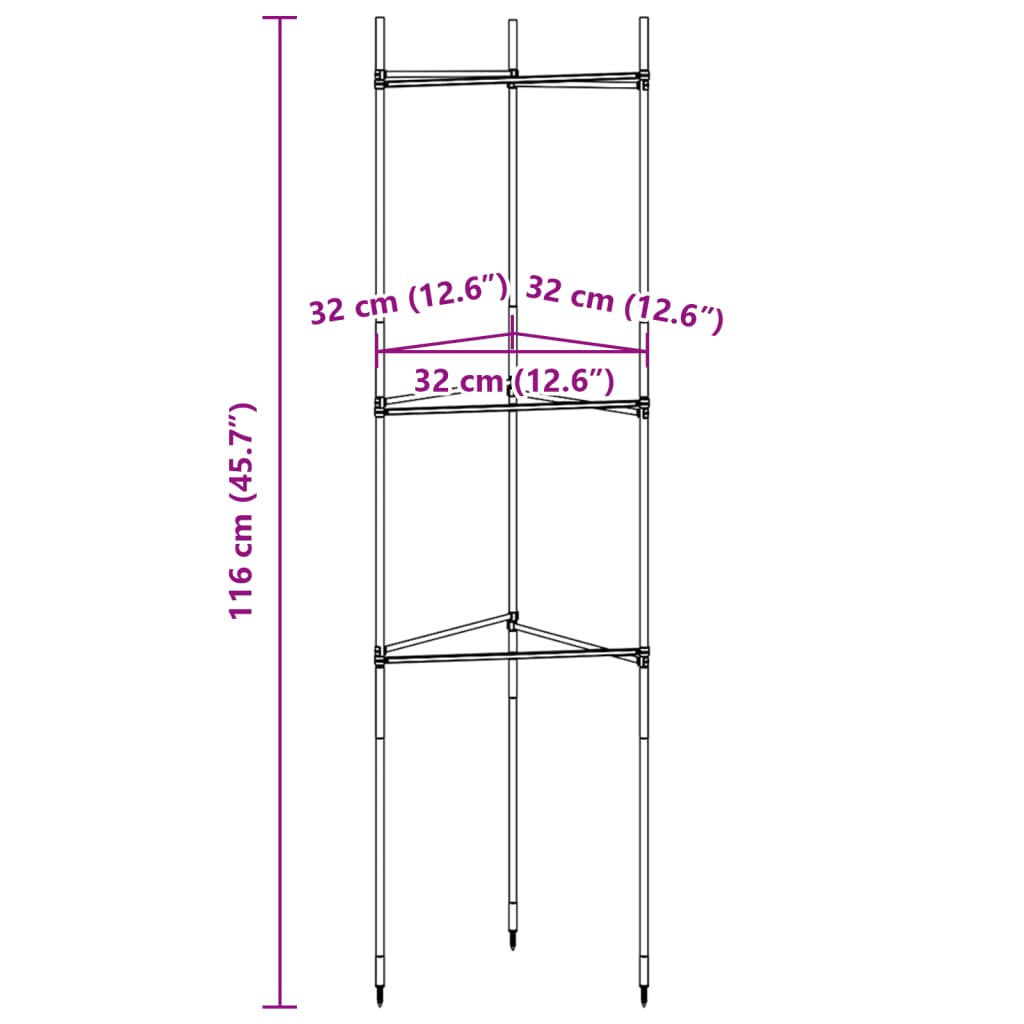 Pomidorų narvai, 8vnt., 116 cm Plienas ir PP Pomidorų narvai, 8vnt., 116 cm Plienas ir PP