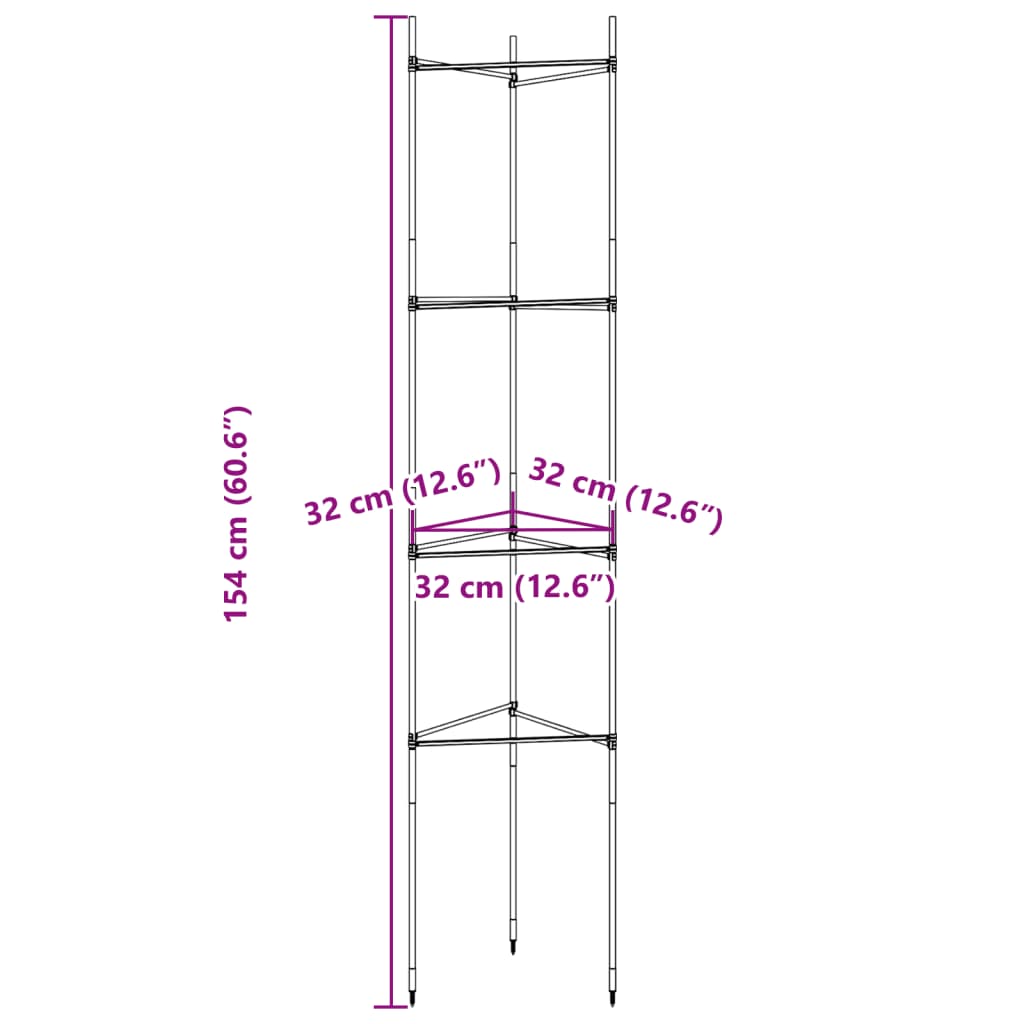 Pomidorų narvai, 8vnt., 154 cm Plienas ir PP Pomidorų narvai, 8vnt., 154 cm Plienas ir PP