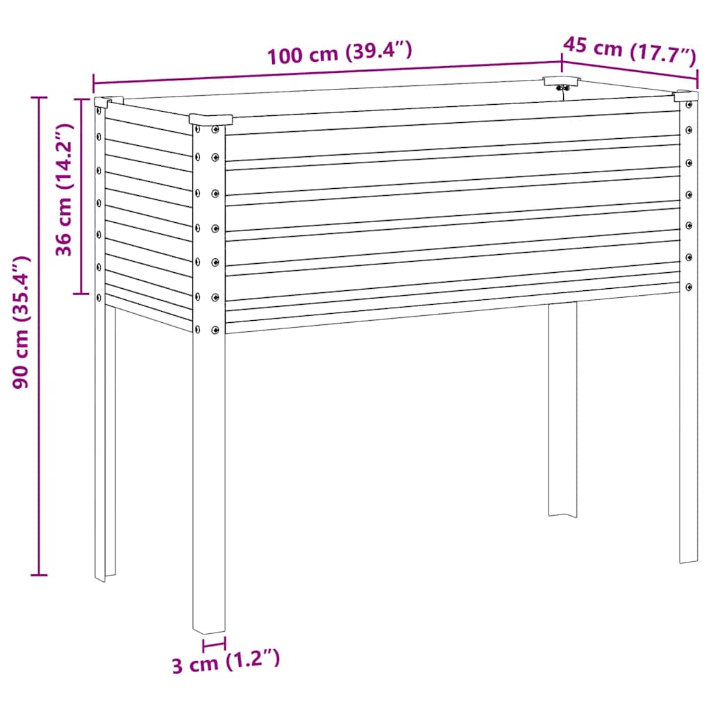 Sodo vazonas, 100x45x90cm, atsparus atmosferos poveikiui plienas Sodo vazonas, 100x45x90cm, atsparus atmosferos poveikiui plienas