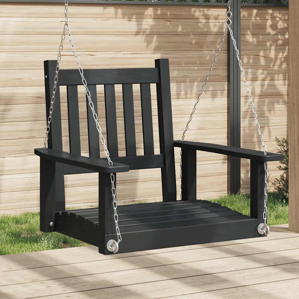 Sodo sūpynės-kėdė su metalinėmis grandinėmis, juoda, eglė Sodo sūpynės-kėdė su metalinėmis grandinėmis, juoda, eglė - Image 2