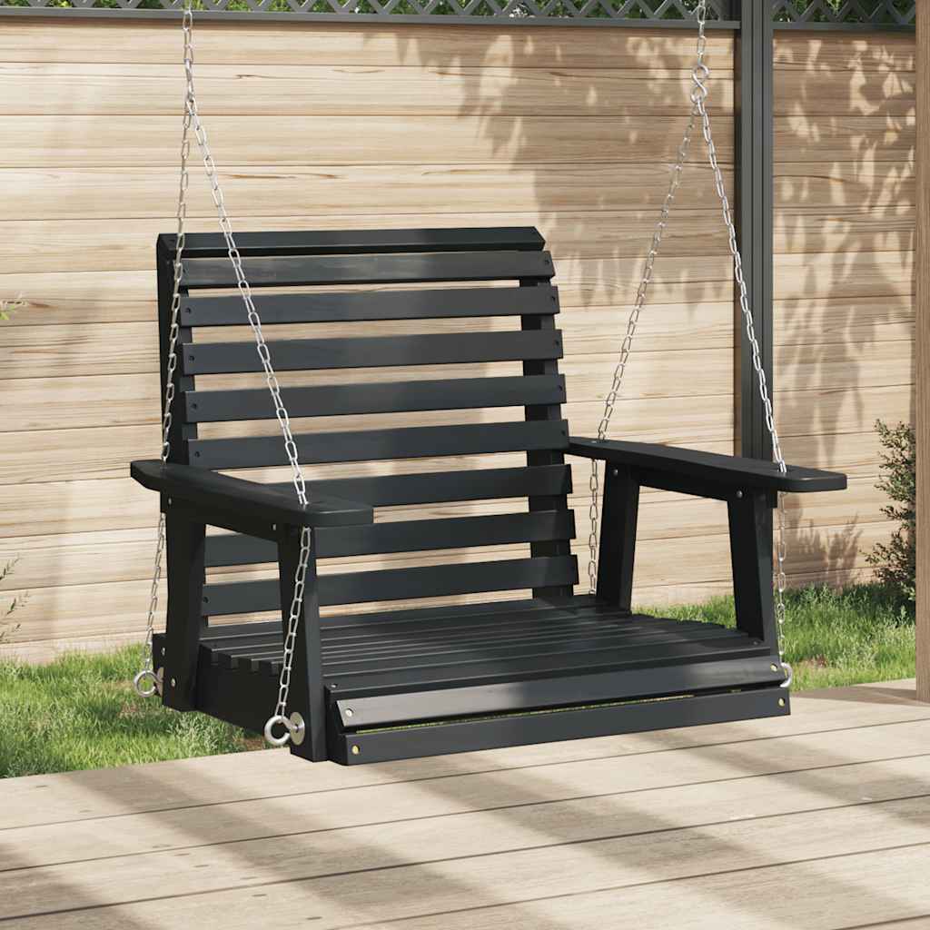 Sodo sūpynės-kėdė su metalinėmis grandinėmis, juoda, eglė Sodo sūpynės-kėdė su metalinėmis grandinėmis, juoda, eglė - Image 2