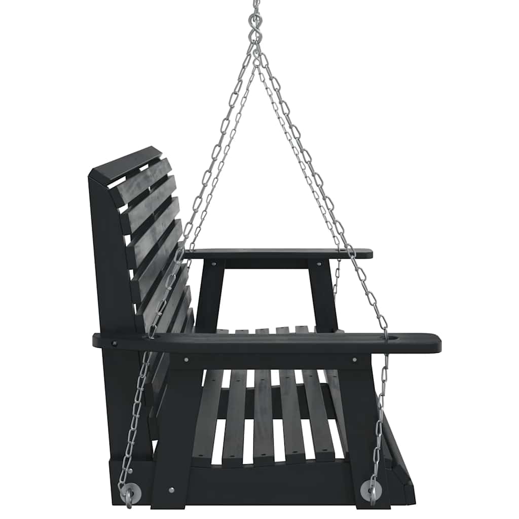 Sodo sūpynės-suoliukas su metalinėmis grandinėmis, juodos, eglė Sodo sūpynės-suoliukas su metalinėmis grandinėmis, juodos, eglė - Image 5