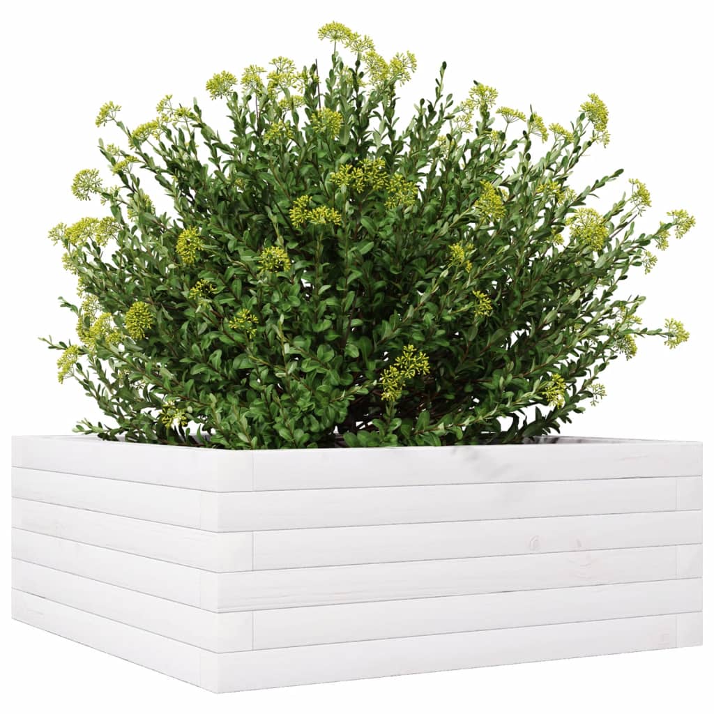 Sodo lovelis, baltas, 60x60x23cm, pušies medienos masyvas Sodo lovelis, baltas, 60x60x23cm, pušies medienos masyvas - Image 4