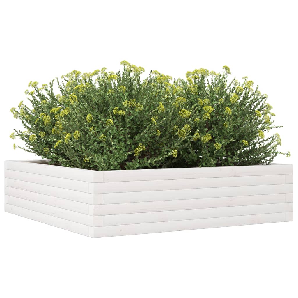 Sodo lovelis, baltas, 90x90x23cm, pušies medienos masyvas Sodo lovelis, baltas, 90x90x23cm, pušies medienos masyvas - Image 4
