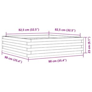Sodo lovelis, baltas, 90x90x23cm, pušies medienos masyvas
