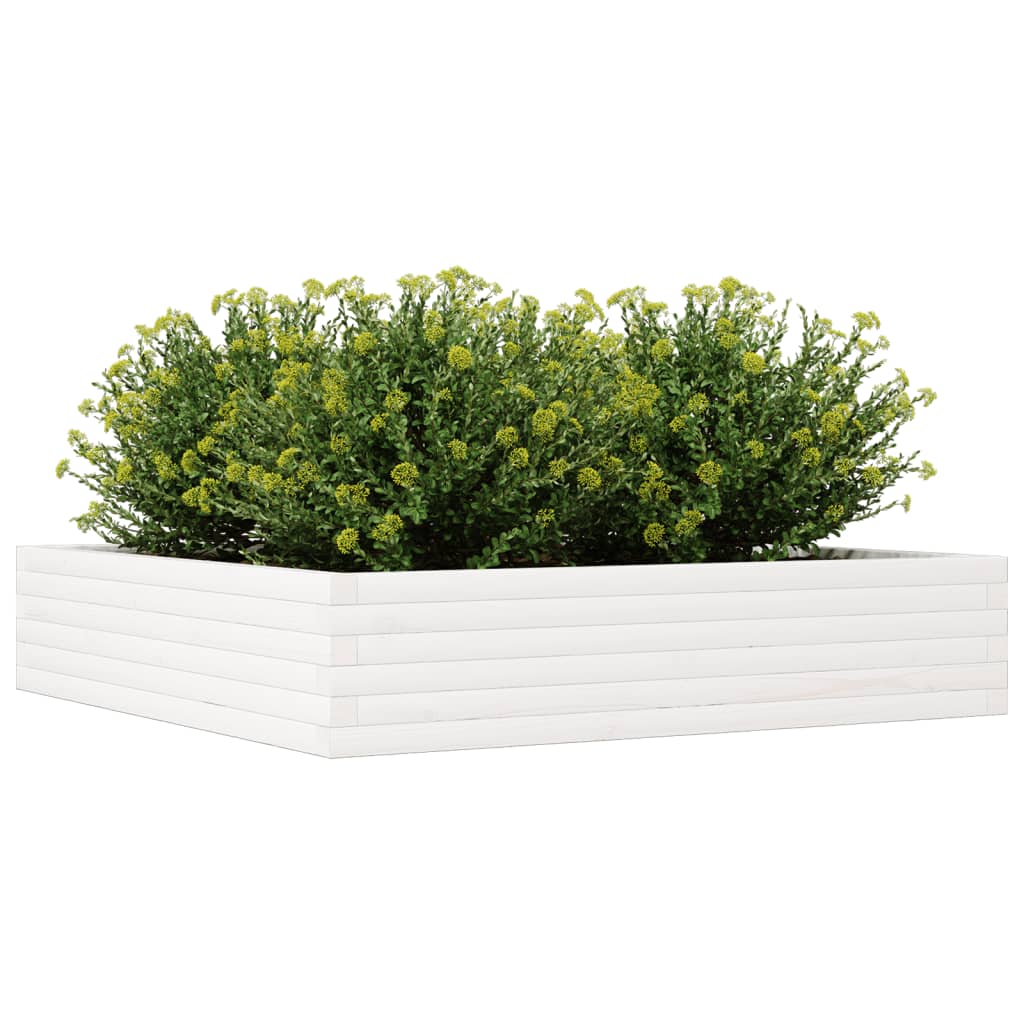 Sodo lovelis, baltas, 110x110x23cm, pušies medienos masyvas Sodo lovelis, baltas, 110x110x23cm, pušies medienos masyvas - Image 4