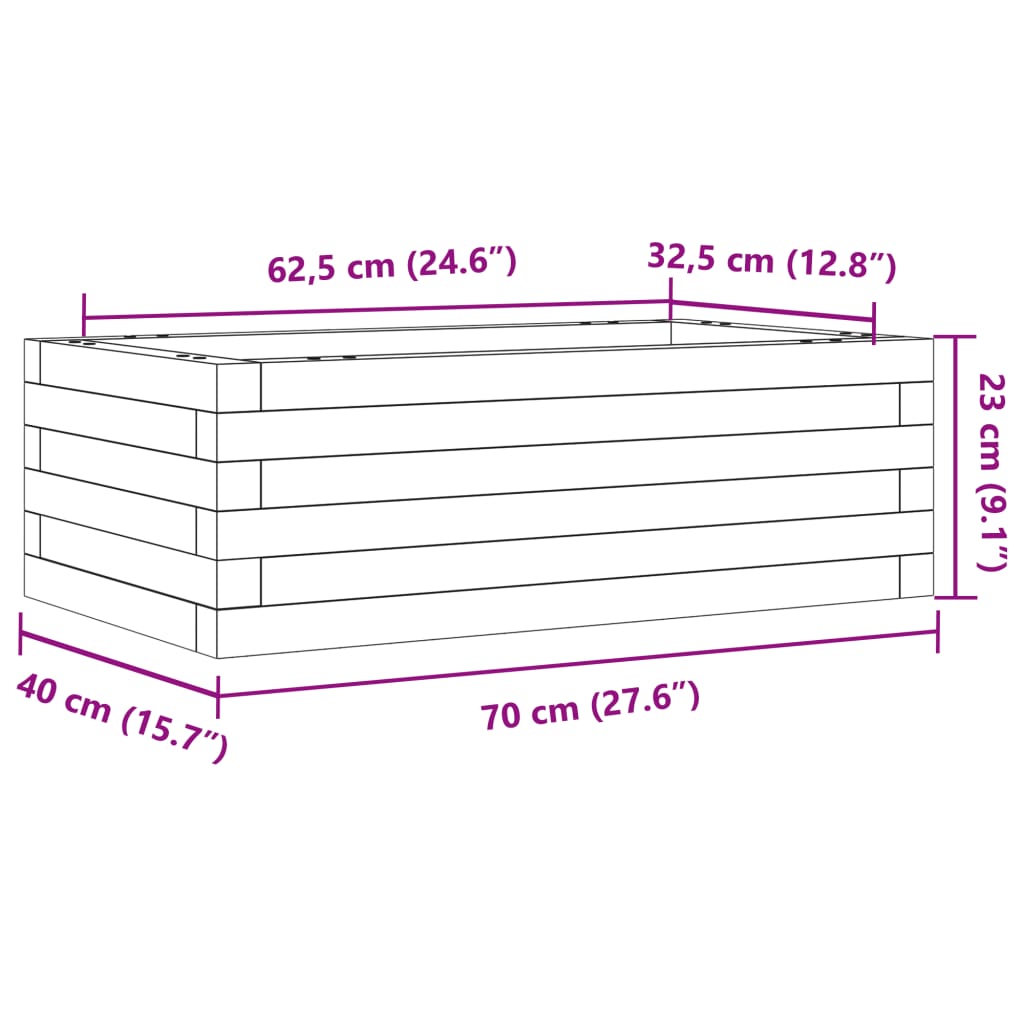 Sodo lovelis, 70x40x23cm, impregnuota pušies mediena Sodo lovelis, 70x40x23cm, impregnuota pušies mediena