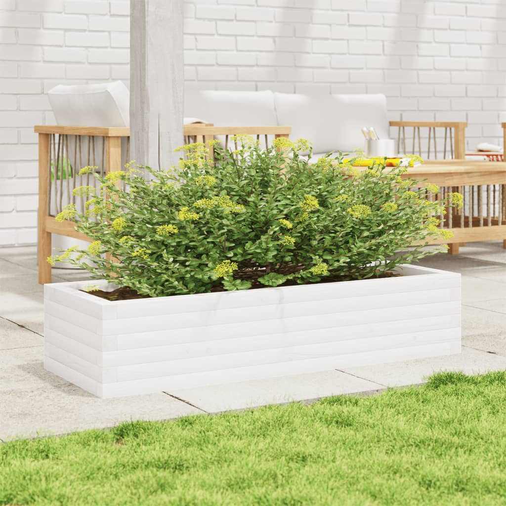 Sodo lovelis, baltas, 110x40x23cm, pušies medienos masyvas Sodo lovelis, baltas, 110x40x23cm, pušies medienos masyvas - Image 3