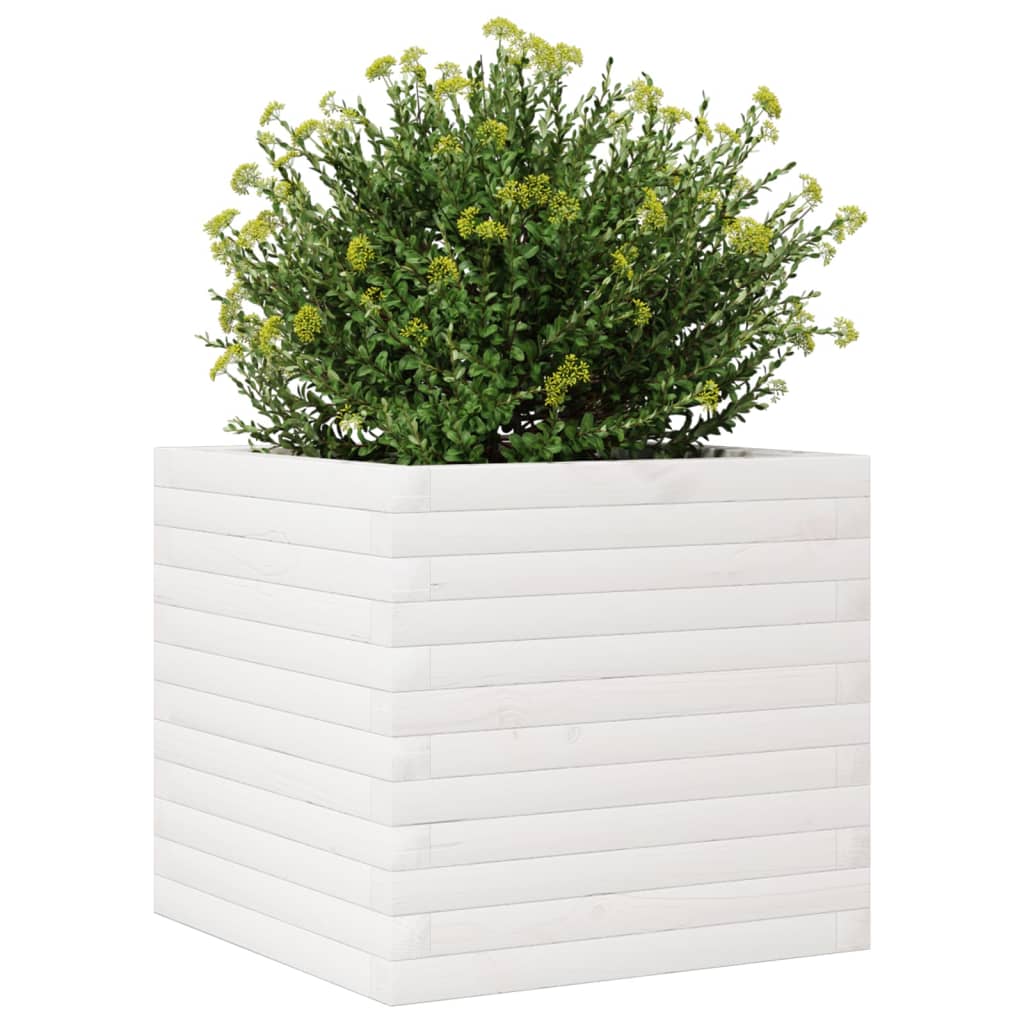 Sodo lovelis, baltas, 50x50x45,5cm, pušies medienos masyvas Sodo lovelis, baltas, 50x50x45,5cm, pušies medienos masyvas - Image 4