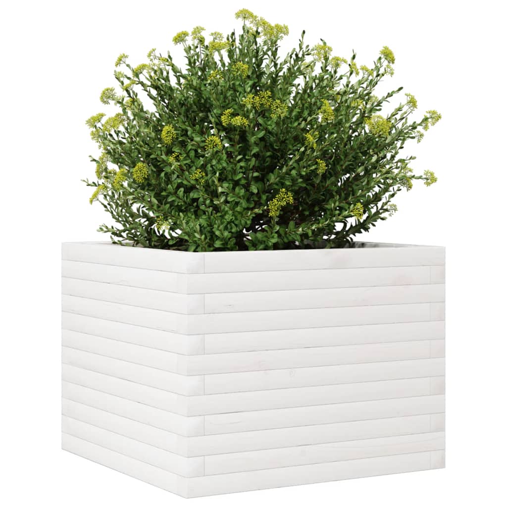Sodo lovelis, baltas, 60x60x45,5cm, pušies medienos masyvas Sodo lovelis, baltas, 60x60x45,5cm, pušies medienos masyvas - Image 4