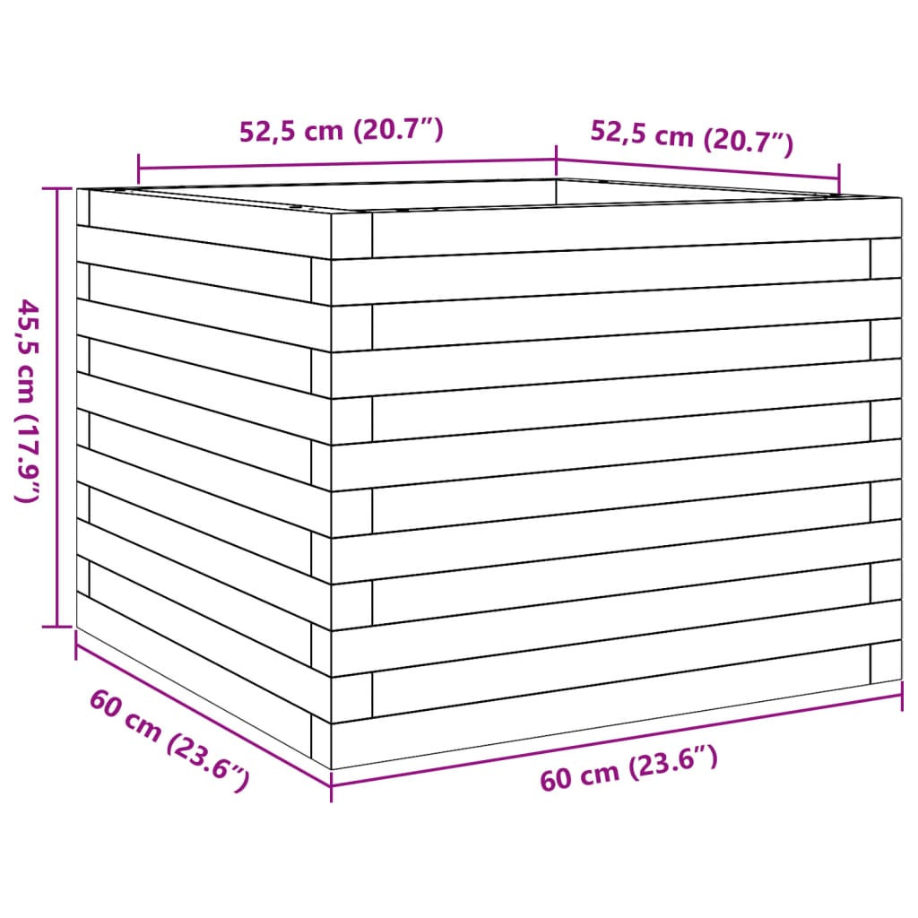 Sodo lovelis, baltas, 60x60x45,5cm, pušies medienos masyvas Sodo lovelis, baltas, 60x60x45,5cm, pušies medienos masyvas