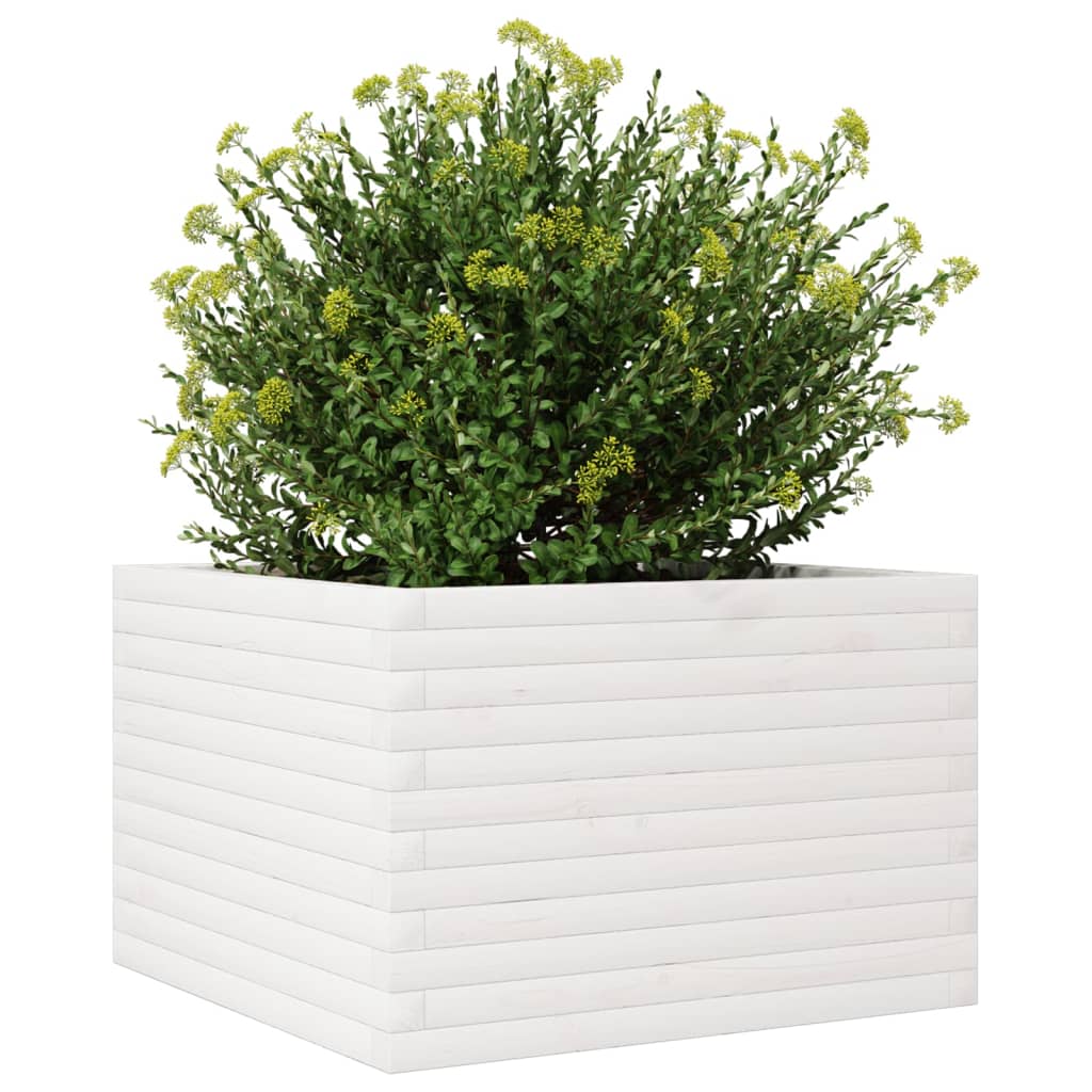 Sodo lovelis, baltas, 70x70x45,5cm, pušies medienos masyvas Sodo lovelis, baltas, 70x70x45,5cm, pušies medienos masyvas - Image 4
