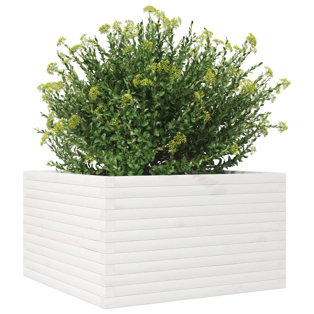 Sodo lovelis, baltas, 80x80x45,5cm, pušies medienos masyvas Sodo lovelis, baltas, 80x80x45,5cm, pušies medienos masyvas - Image 4