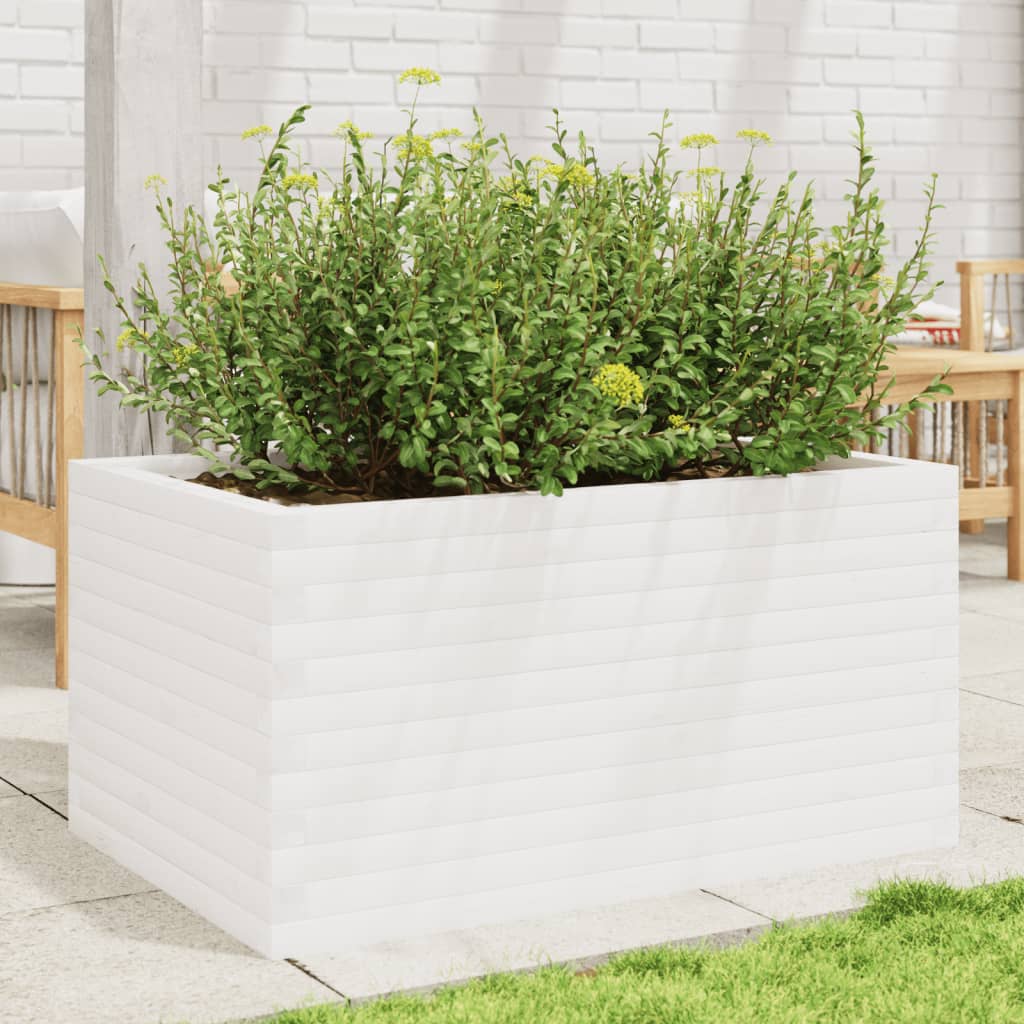 Sodo lovelis, baltas, 90x60x45,5cm, pušies medienos masyvas Sodo lovelis, baltas, 90x60x45,5cm, pušies medienos masyvas - Image 3