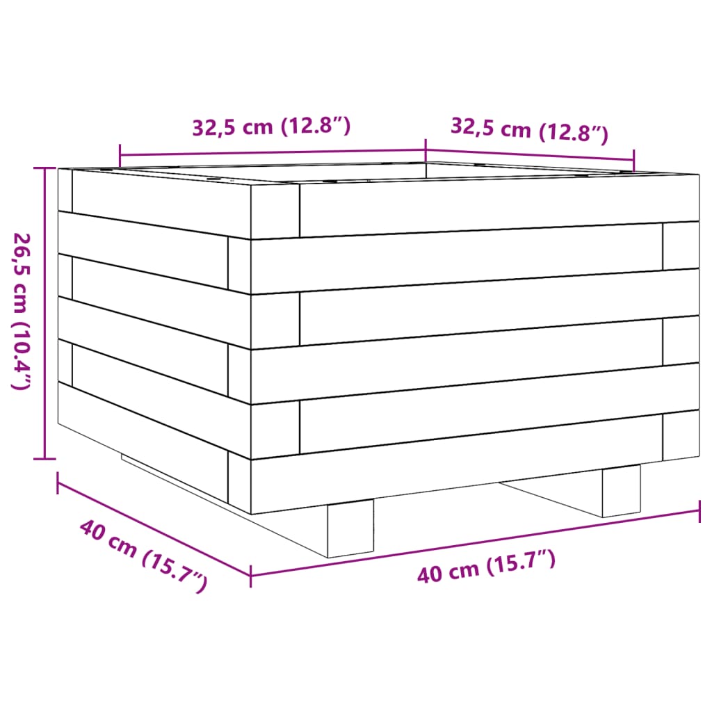 Sodo lovelis, baltas, 40x40x26,5cm, pušies medienos masyvas Sodo lovelis, baltas, 40x40x26,5cm, pušies medienos masyvas