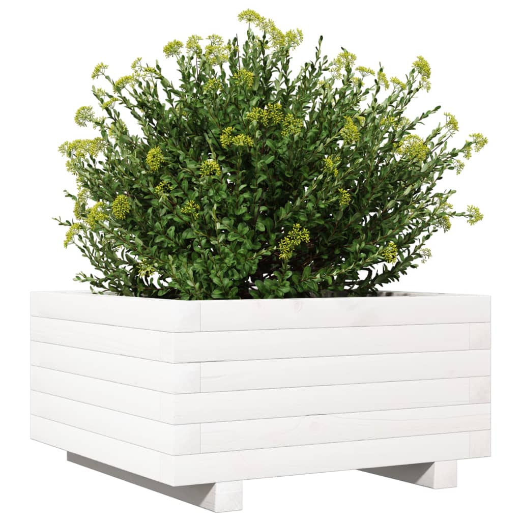Sodo lovelis, baltas, 50x50x26,5cm, pušies medienos masyvas Sodo lovelis, baltas, 50x50x26,5cm, pušies medienos masyvas - Image 4