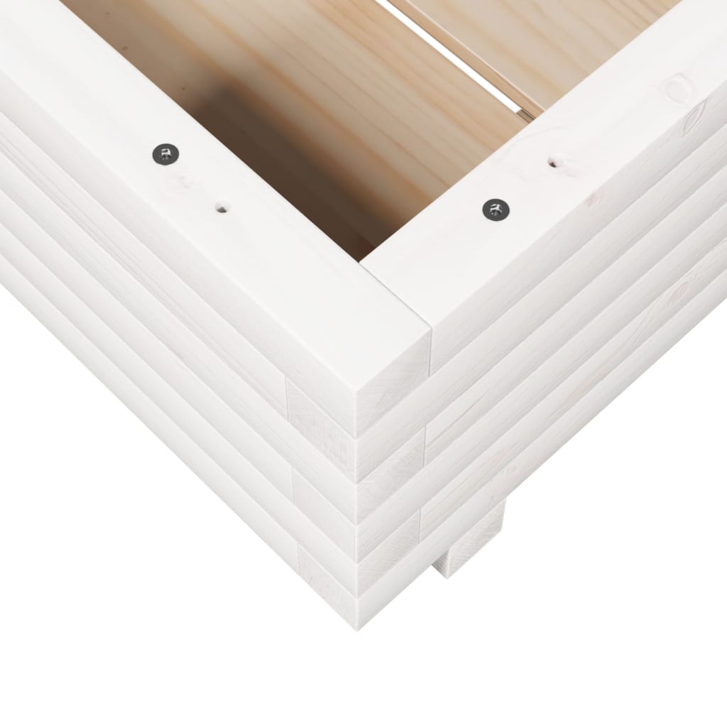 Sodo lovelis, baltas, 50x50x26,5cm, pušies medienos masyvas Sodo lovelis, baltas, 50x50x26,5cm, pušies medienos masyvas - Image 8
