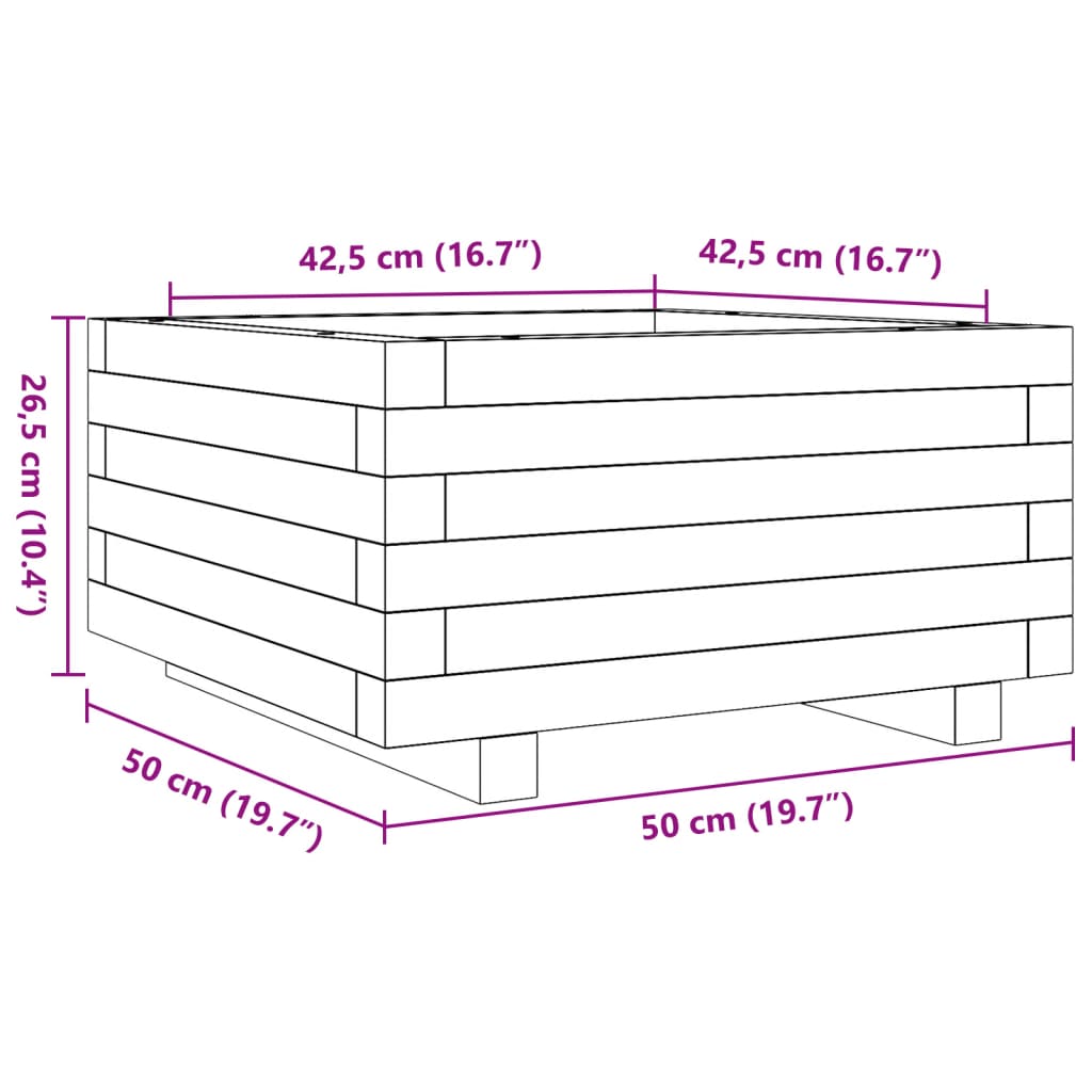 Sodo lovelis, baltas, 50x50x26,5cm, pušies medienos masyvas Sodo lovelis, baltas, 50x50x26,5cm, pušies medienos masyvas