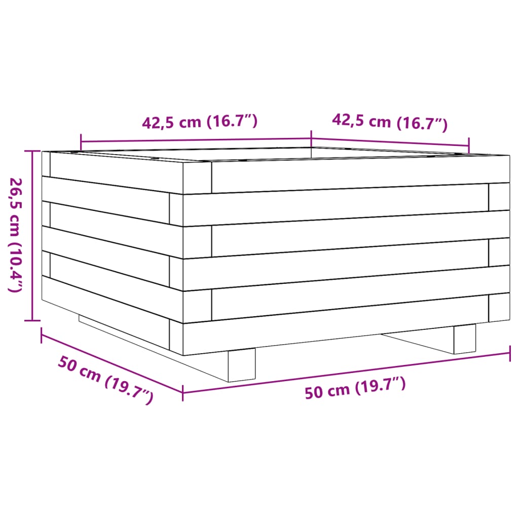 Sodo lovelis, 50x50x26,5cm, impregnuota pušies mediena Sodo lovelis, 50x50x26,5cm, impregnuota pušies mediena