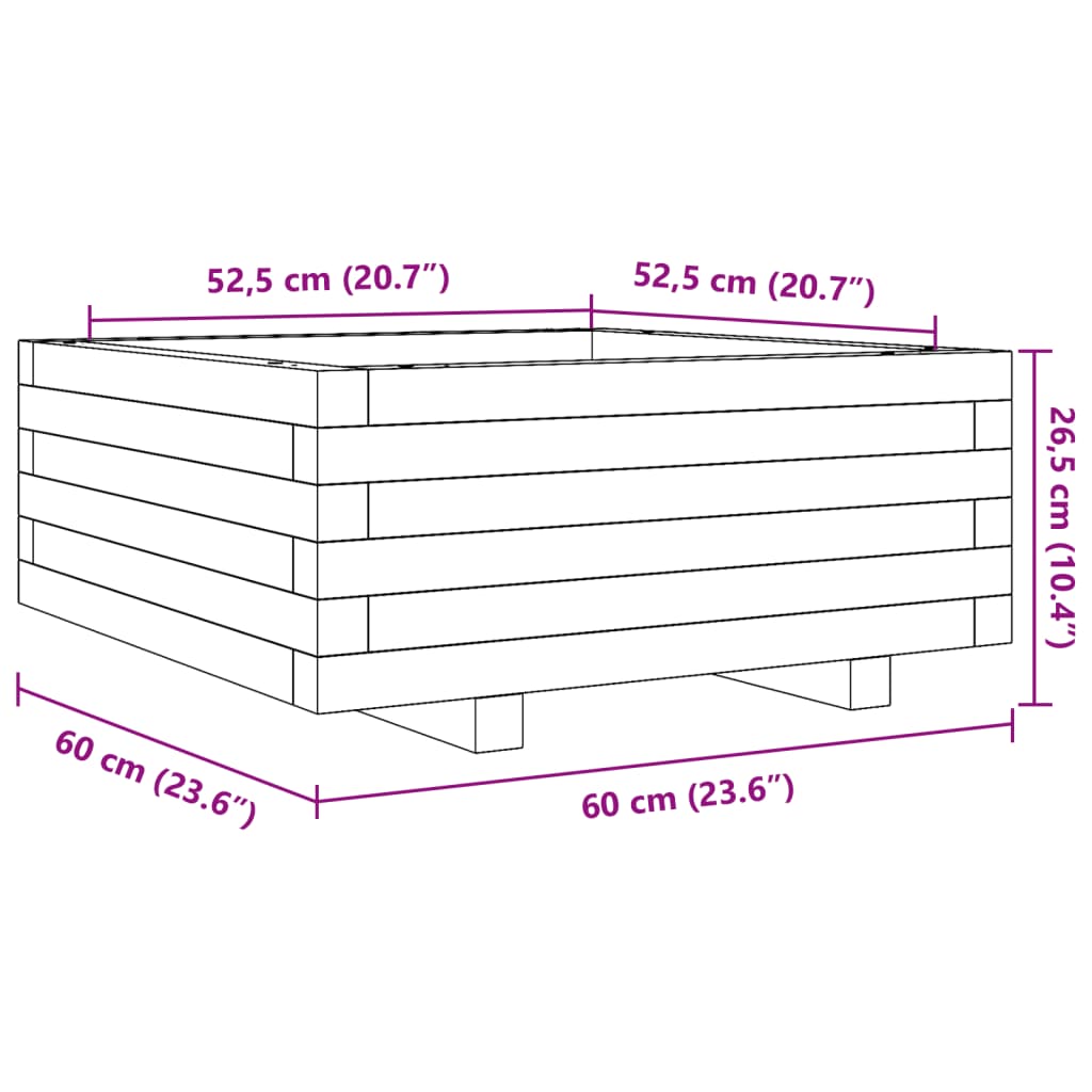 Sodo lovelis, 60x60x26,5cm, pušies medienos masyvas Sodo lovelis, 60x60x26,5cm, pušies medienos masyvas