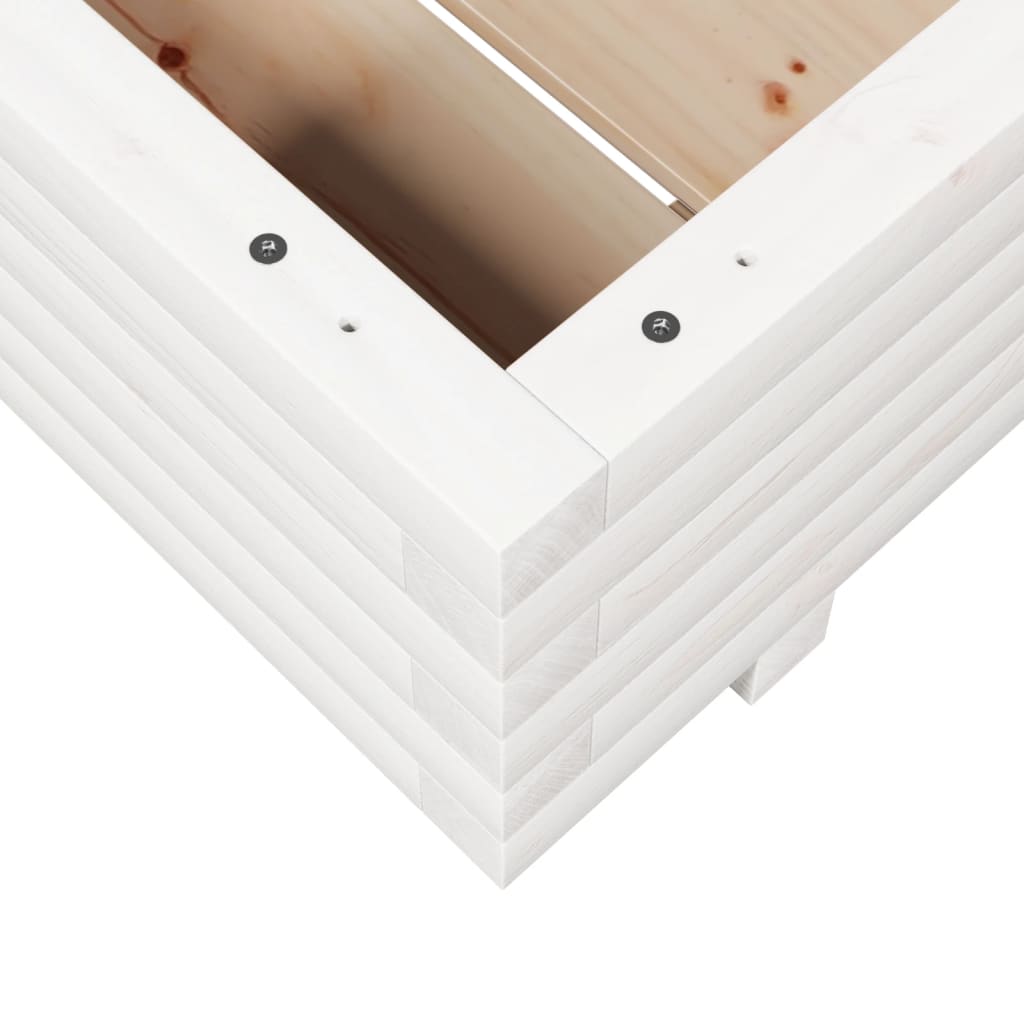 Sodo lovelis, baltas, 60x60x26,5cm, pušies medienos masyvas Sodo lovelis, baltas, 60x60x26,5cm, pušies medienos masyvas - Image 8