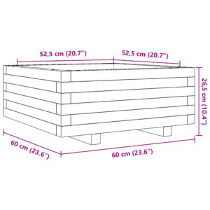 Sodo lovelis, baltas, 60x60x26,5cm, pušies medienos masyvas