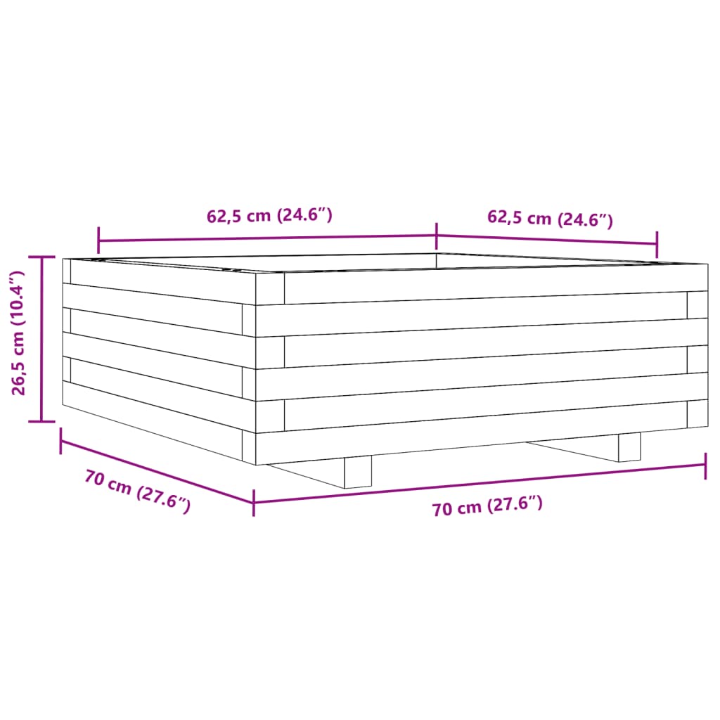 Sodo lovelis, baltas, 70x70x26,5cm, pušies medienos masyvas Sodo lovelis, baltas, 70x70x26,5cm, pušies medienos masyvas