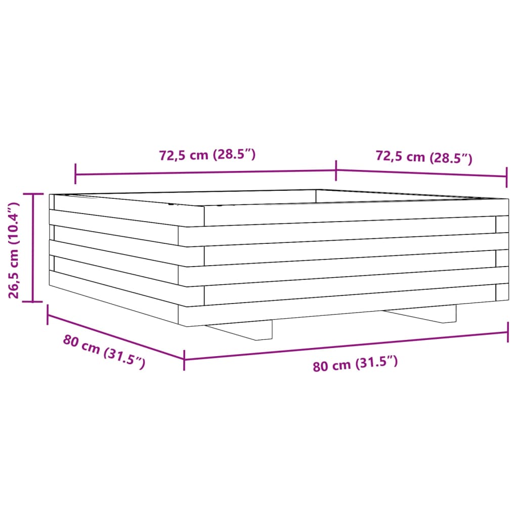 Sodo lovelis, 80x80x26,5cm, impregnuota pušies mediena Sodo lovelis, 80x80x26,5cm, impregnuota pušies mediena