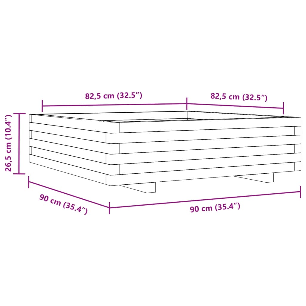 Sodo lovelis, 90x90x26,5cm, pušies medienos masyvas Sodo lovelis, 90x90x26,5cm, pušies medienos masyvas