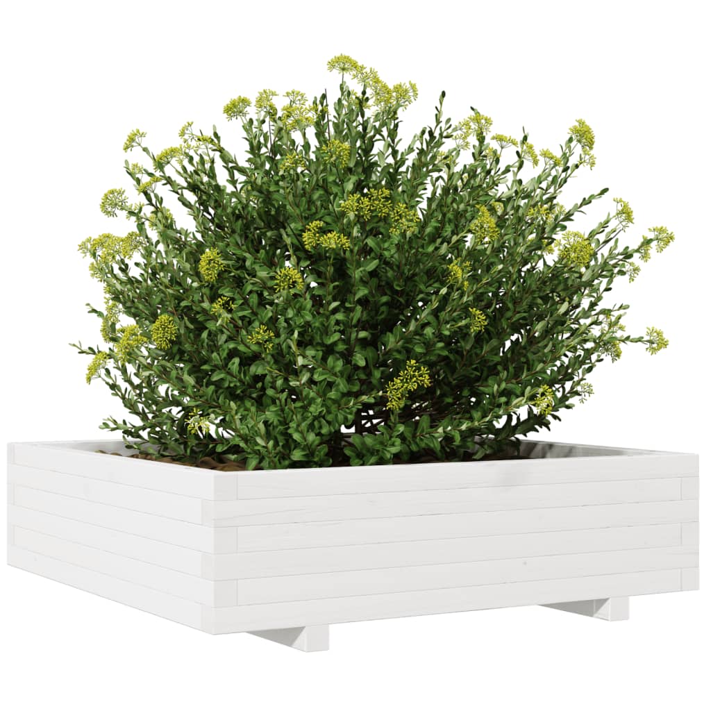 Sodo lovelis, baltas, 90x90x26,5cm, pušies medienos masyvas Sodo lovelis, baltas, 90x90x26,5cm, pušies medienos masyvas - Image 4