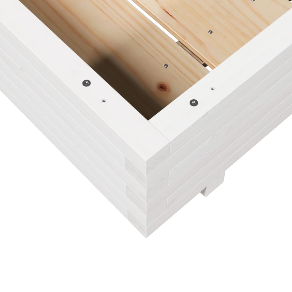 Sodo lovelis, baltas, 90x90x26,5cm, pušies medienos masyvas Sodo lovelis, baltas, 90x90x26,5cm, pušies medienos masyvas - Image 8