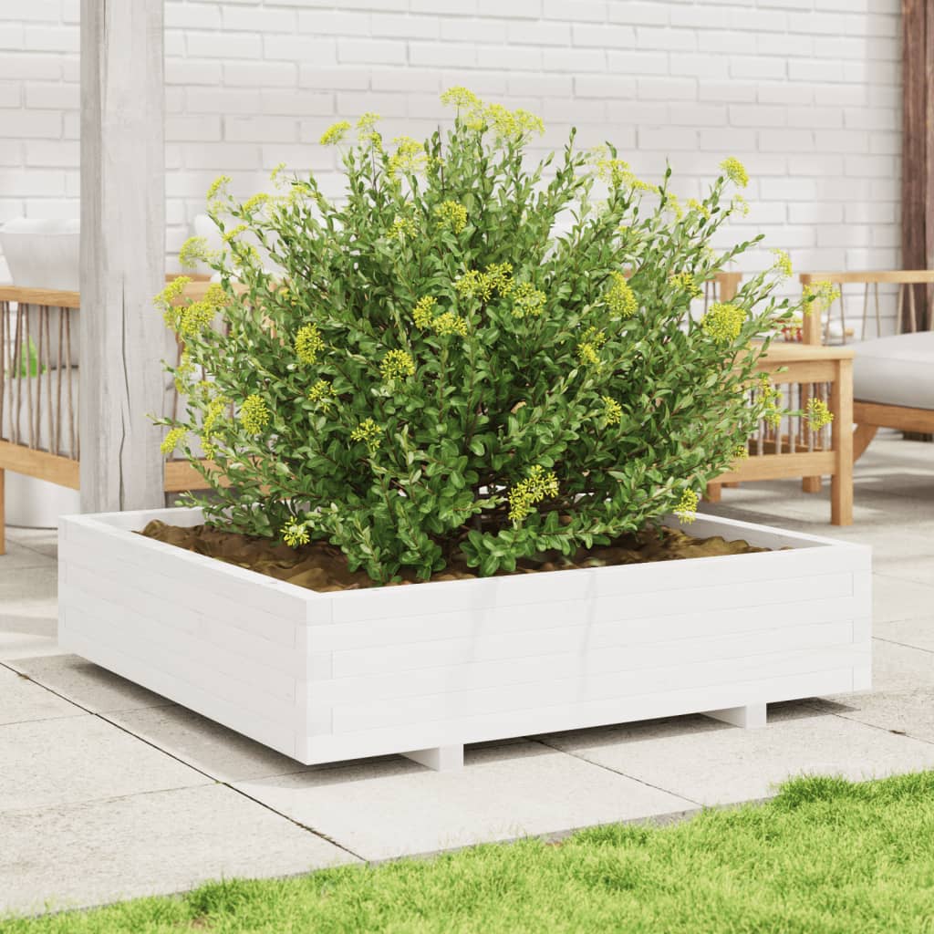 Sodo lovelis, baltas, 100x100x26,5cm, pušies medienos masyvas Sodo lovelis, baltas, 100x100x26,5cm, pušies medienos masyvas - Image 3