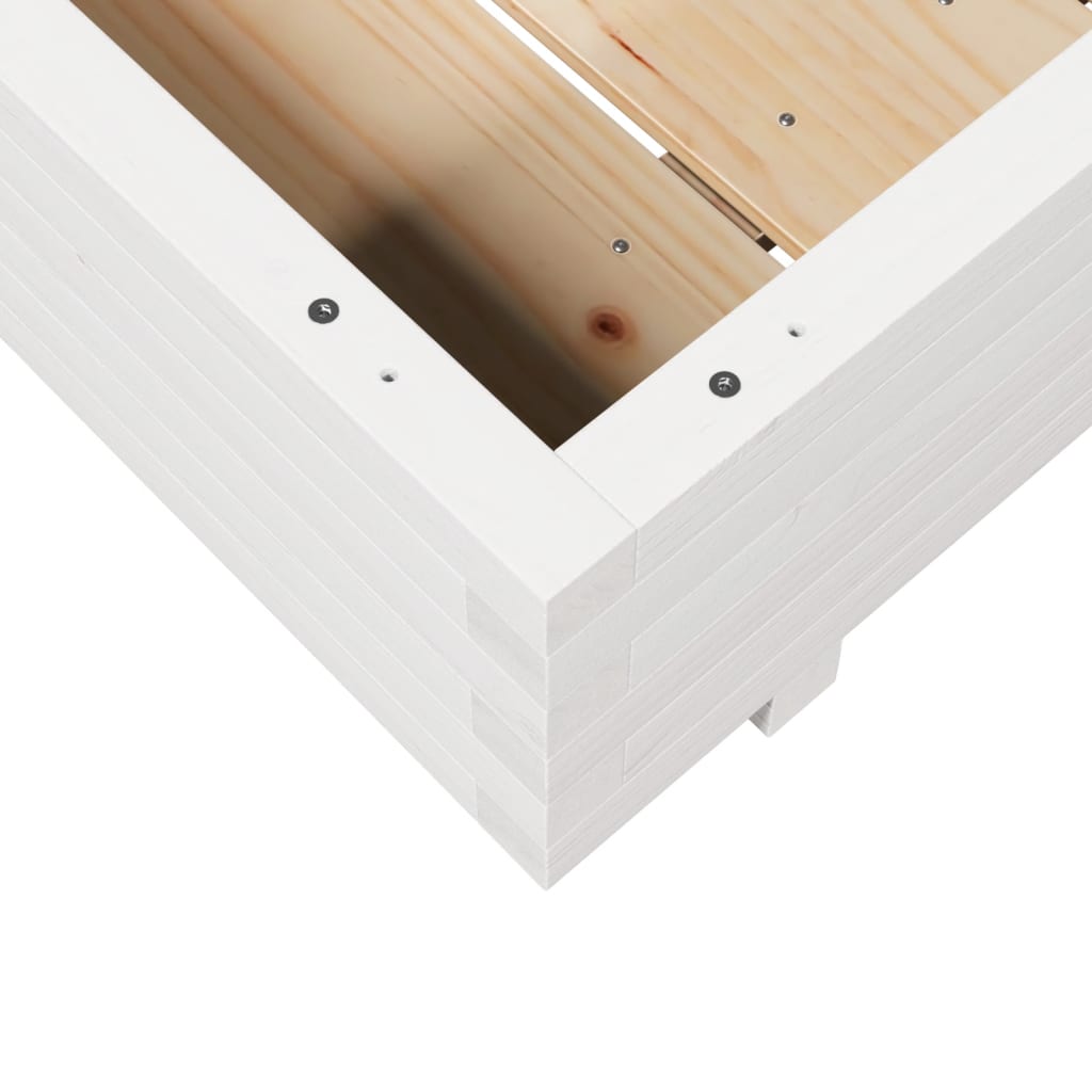 Sodo lovelis, baltas, 100x100x26,5cm, pušies medienos masyvas Sodo lovelis, baltas, 100x100x26,5cm, pušies medienos masyvas - Image 8