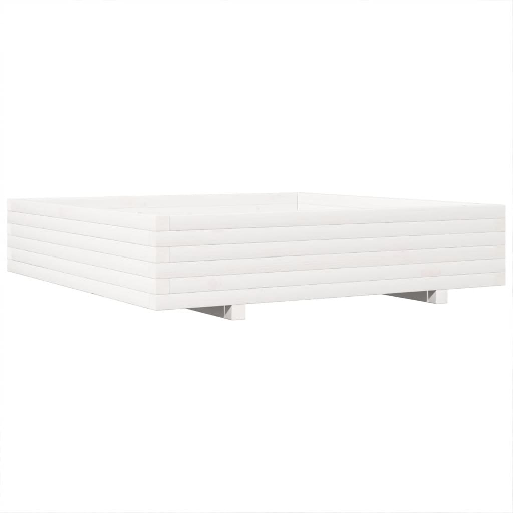 Sodo lovelis, baltas, 110x110x26,5cm, pušies medienos masyvas Sodo lovelis, baltas, 110x110x26,5cm, pušies medienos masyvas - Image 7