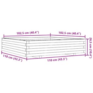Sodo lovelis, baltas, 110x110x26,5cm, pušies medienos masyvas