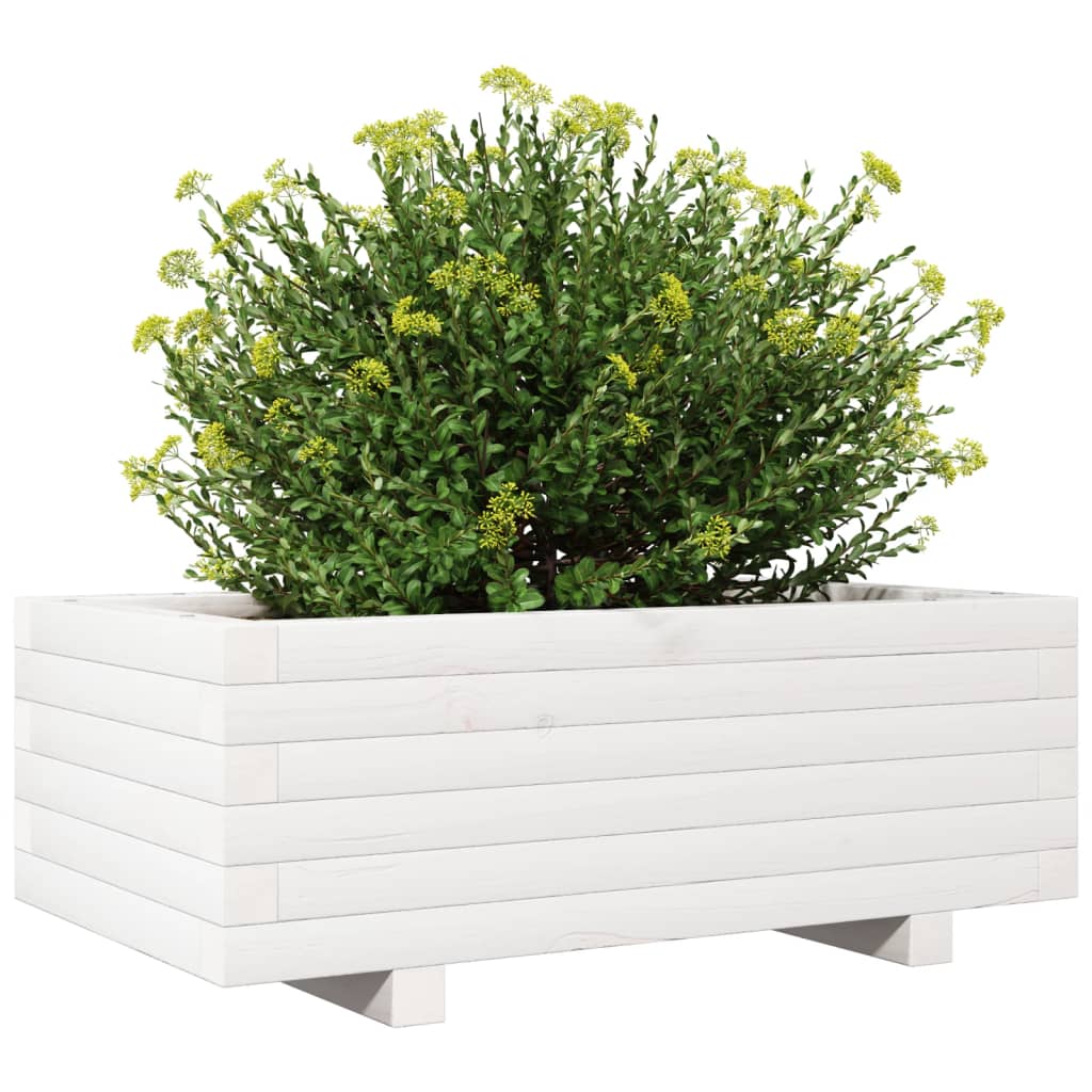 Sodo lovelis, baltas, 70x40x26,5cm, pušies medienos masyvas Sodo lovelis, baltas, 70x40x26,5cm, pušies medienos masyvas - Image 4