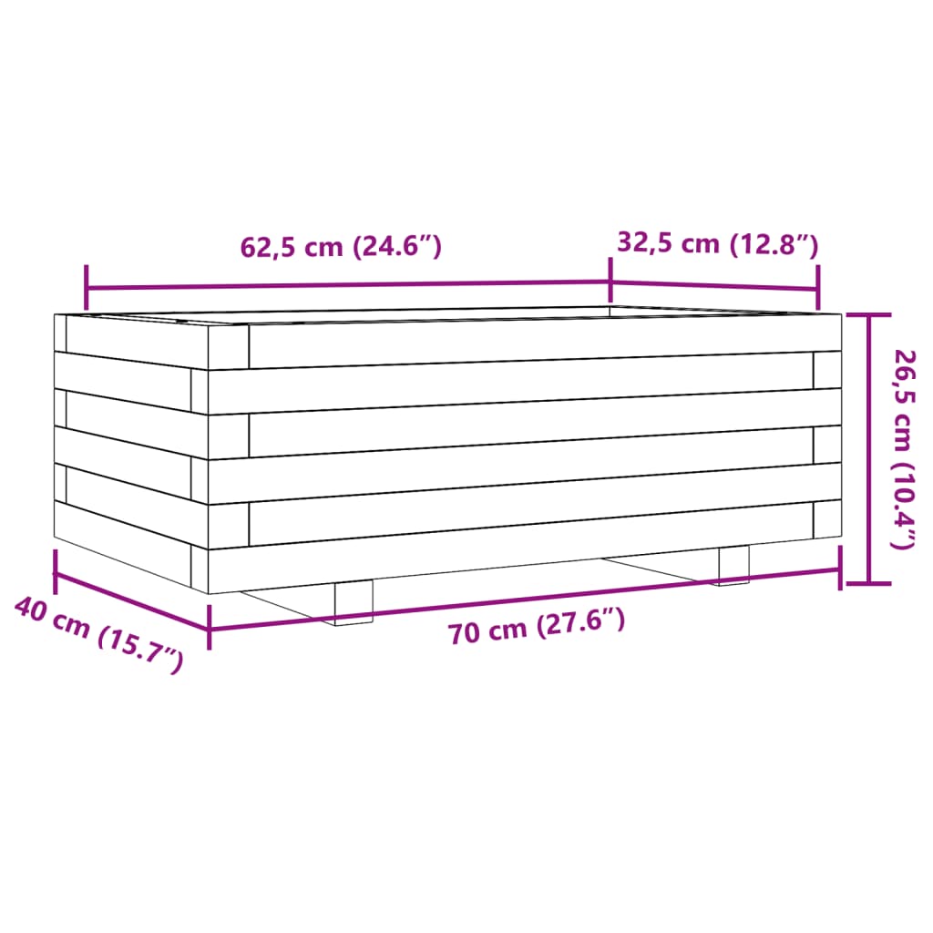 Sodo lovelis, 70x40x26,5cm, impregnuota pušies mediena Sodo lovelis, 70x40x26,5cm, impregnuota pušies mediena