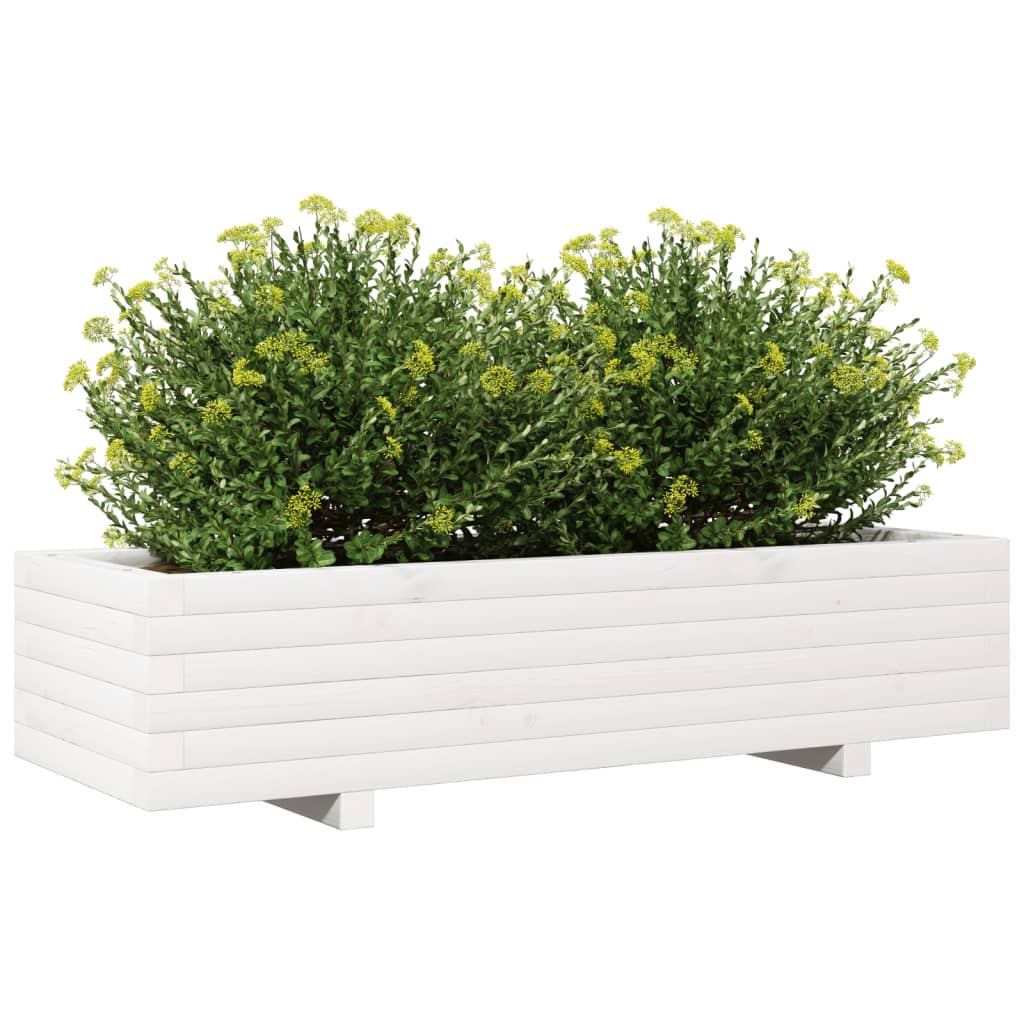 Sodo lovelis, baltas, 110x40x26,5cm, pušies medienos masyvas Sodo lovelis, baltas, 110x40x26,5cm, pušies medienos masyvas - Image 4