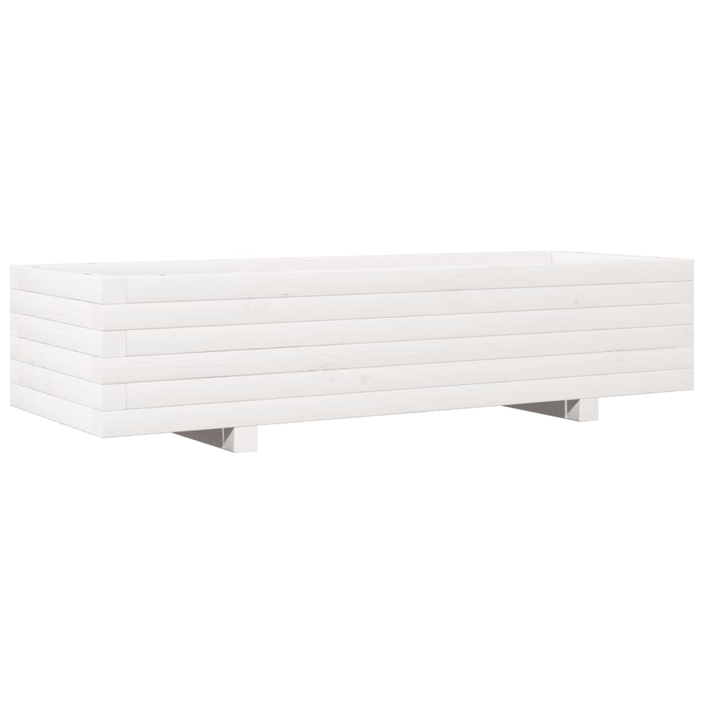 Sodo lovelis, baltas, 110x40x26,5cm, pušies medienos masyvas Sodo lovelis, baltas, 110x40x26,5cm, pušies medienos masyvas - Image 7