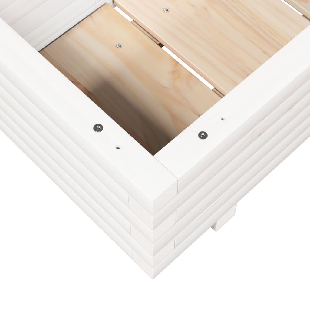 Sodo lovelis, baltas, 110x40x26,5cm, pušies medienos masyvas Sodo lovelis, baltas, 110x40x26,5cm, pušies medienos masyvas - Image 8