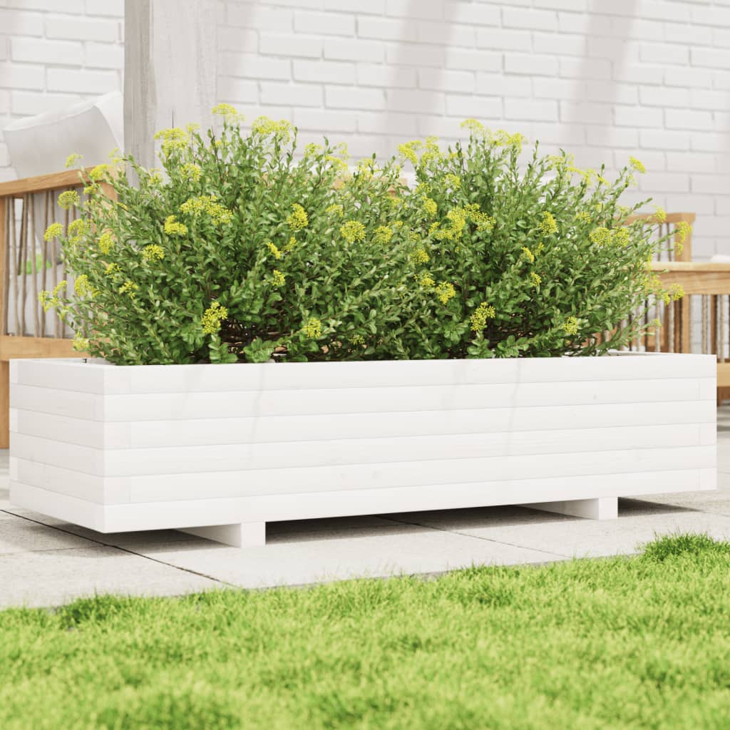 Sodo lovelis, baltas, 110x40x26,5cm, pušies medienos masyvas Sodo lovelis, baltas, 110x40x26,5cm, pušies medienos masyvas - Image 2