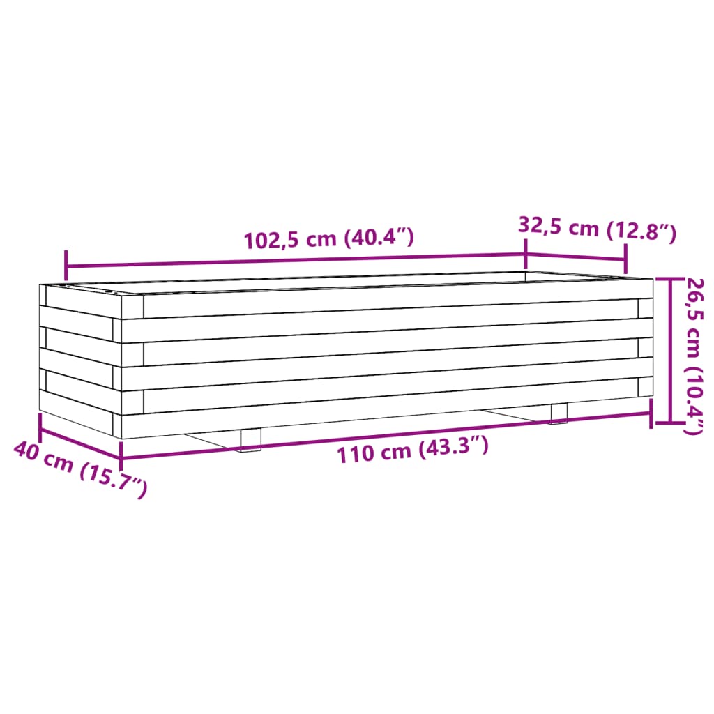 Sodo lovelis, 110x40x26,5cm, impregnuota pušies mediena Sodo lovelis, 110x40x26,5cm, impregnuota pušies mediena