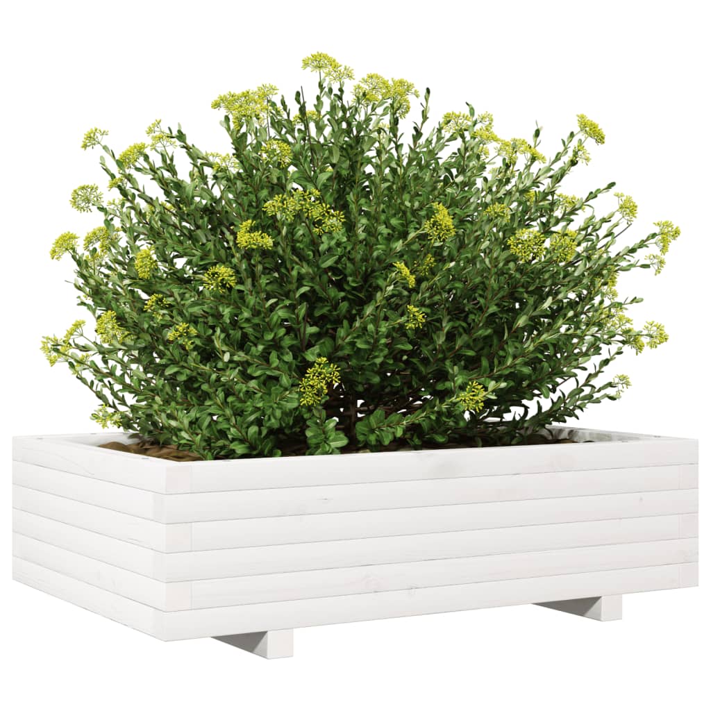Sodo lovelis, baltas, 90x60x26,5cm, pušies medienos masyvas Sodo lovelis, baltas, 90x60x26,5cm, pušies medienos masyvas - Image 4