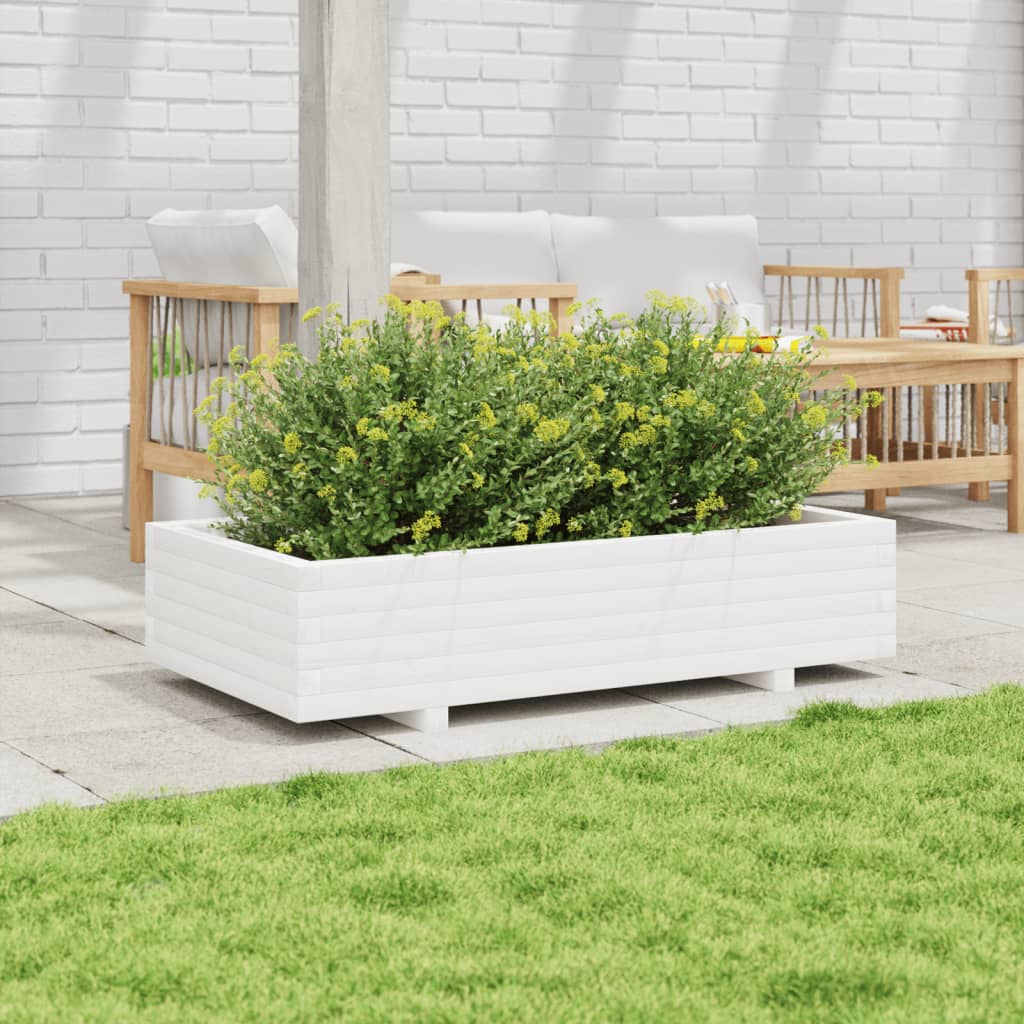 Sodo lovelis, baltas, 110x60x26,5cm, pušies medienos masyvas Sodo lovelis, baltas, 110x60x26,5cm, pušies medienos masyvas - Image 3
