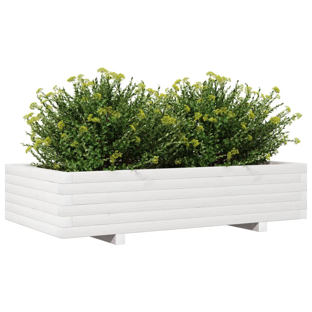 Sodo lovelis, baltas, 110x60x26,5cm, pušies medienos masyvas Sodo lovelis, baltas, 110x60x26,5cm, pušies medienos masyvas - Image 4