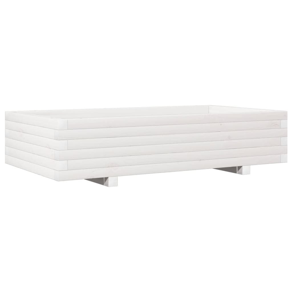 Sodo lovelis, baltas, 110x60x26,5cm, pušies medienos masyvas Sodo lovelis, baltas, 110x60x26,5cm, pušies medienos masyvas - Image 7