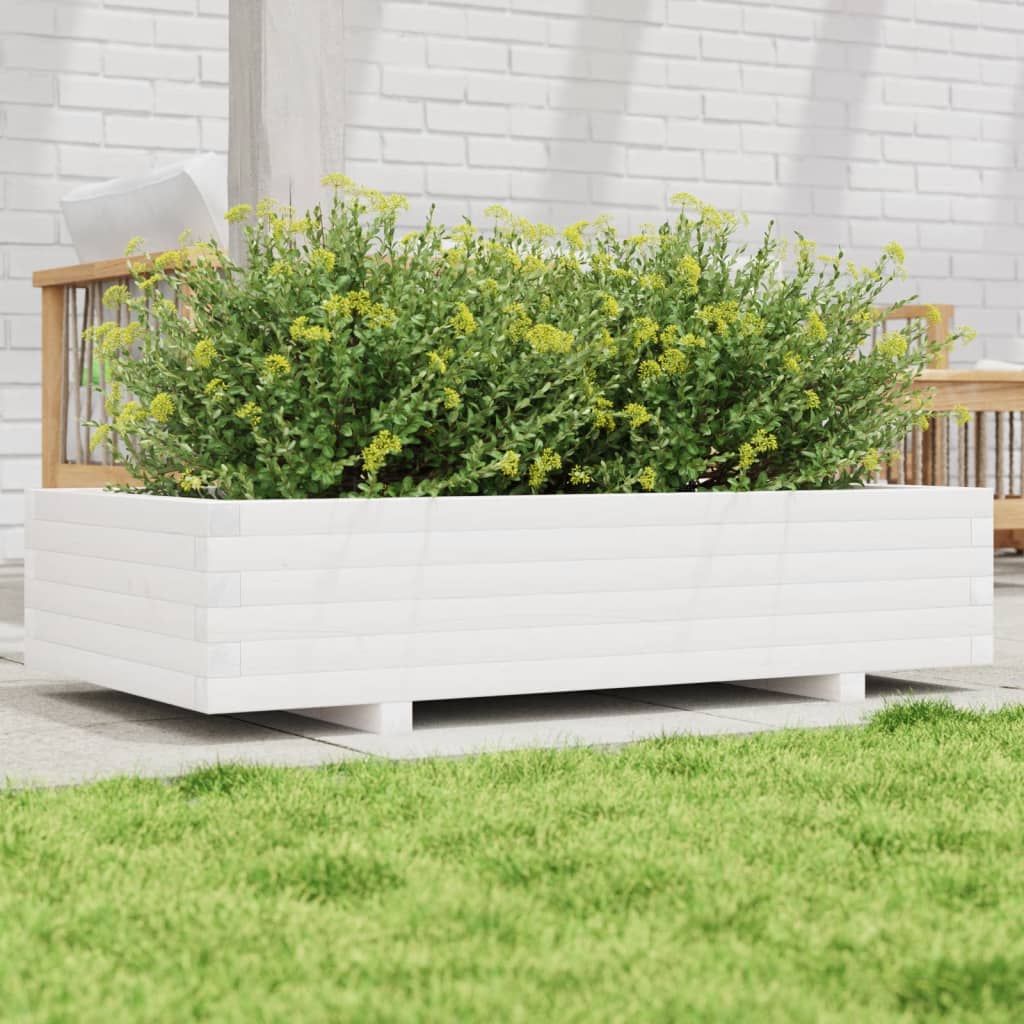 Sodo lovelis, baltas, 110x60x26,5cm, pušies medienos masyvas Sodo lovelis, baltas, 110x60x26,5cm, pušies medienos masyvas - Image 2