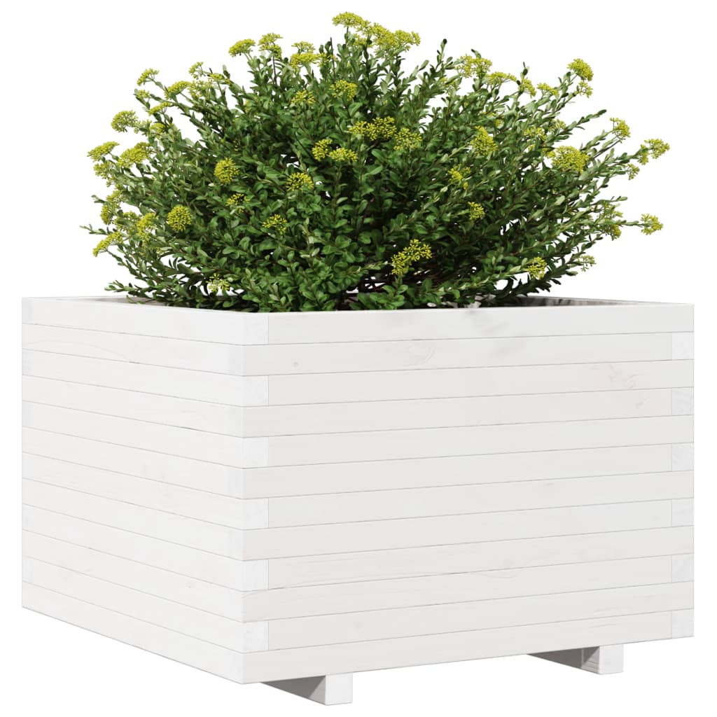 Sodo lovelis, baltas, 70x70x49,5cm, pušies medienos masyvas Sodo lovelis, baltas, 70x70x49,5cm, pušies medienos masyvas - Image 4